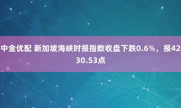 中金优配 新加坡海峡时报指数收盘下跌0.6%，报4230.53点