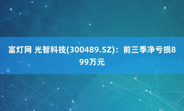 富灯网 光智科技(300489.SZ)：前三季净亏损899万元